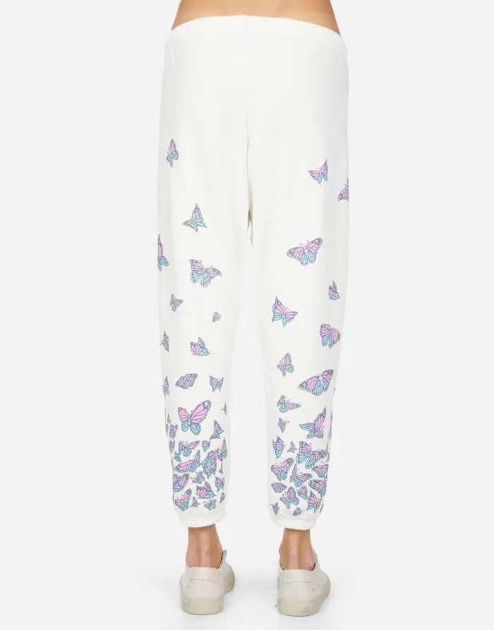 Women039s Alana Color Butterfly Skull Burst Milk Lauren Moshi Crop Sweatpants