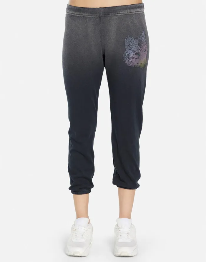 Women039s Alana Wild Wolf Jet Black Ombre Lauren Moshi Crop Sweatpants