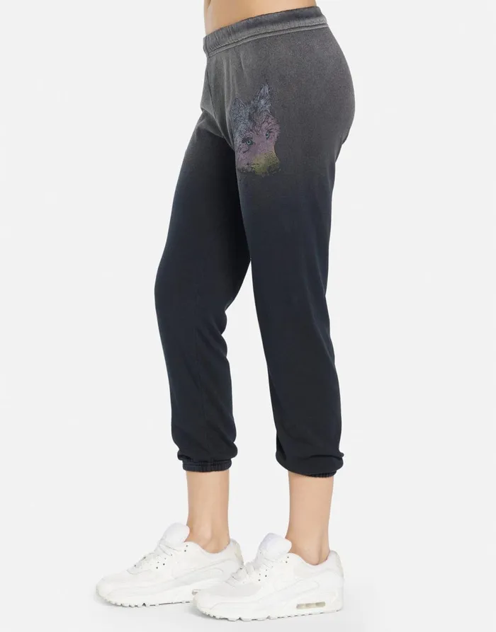 Women039s Alana Wild Wolf Jet Black Ombre Lauren Moshi Crop Sweatpants
