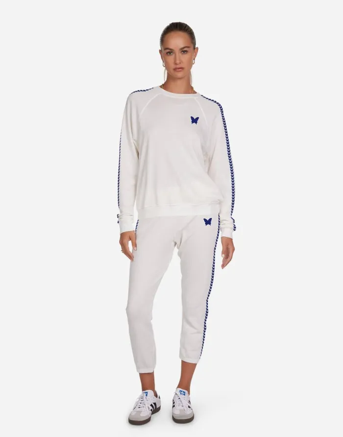 Women039s Anela Butterfly Happyface Milk Lauren Moshi Long Sleeve