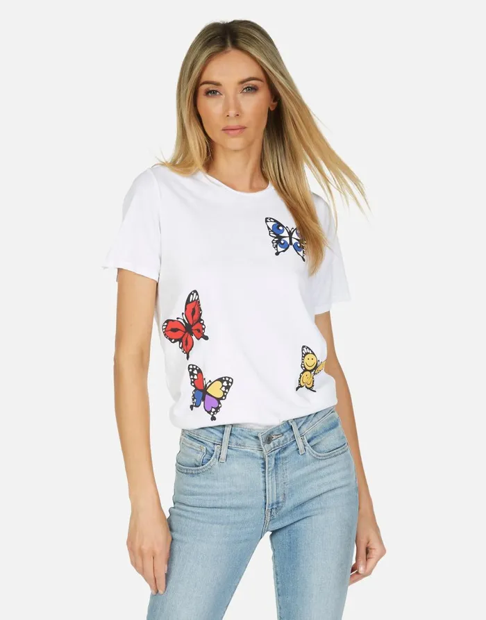 Women039s Croft Butterfly White Lauren Moshi Short Sleeve