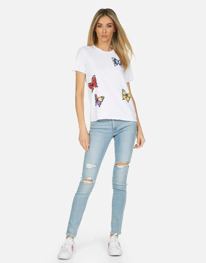 Women039s Croft Butterfly White Lauren Moshi Short Sleeve