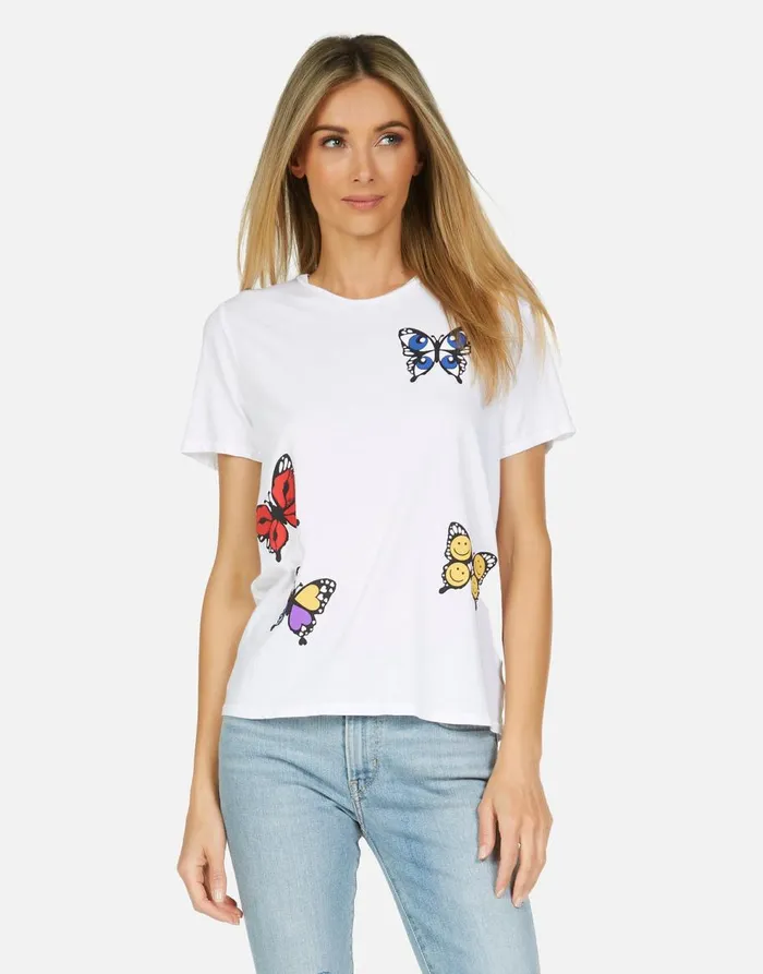 Women039s Croft Butterfly White Lauren Moshi Short Sleeve