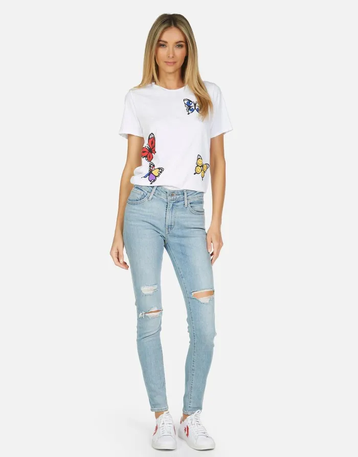 Women039s Croft Butterfly White Lauren Moshi Short Sleeve
