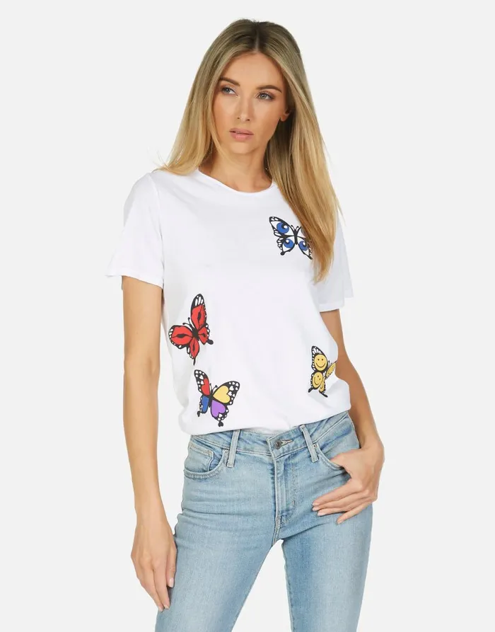Women039s Croft Butterfly White Lauren Moshi Short Sleeve
