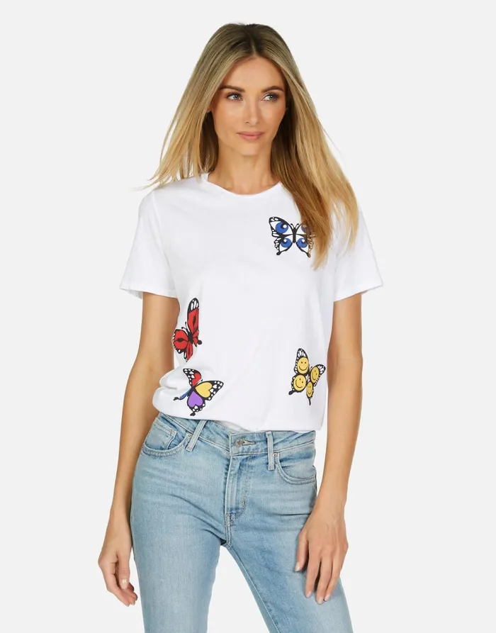 Women039s Croft Butterfly White Lauren Moshi Short Sleeve