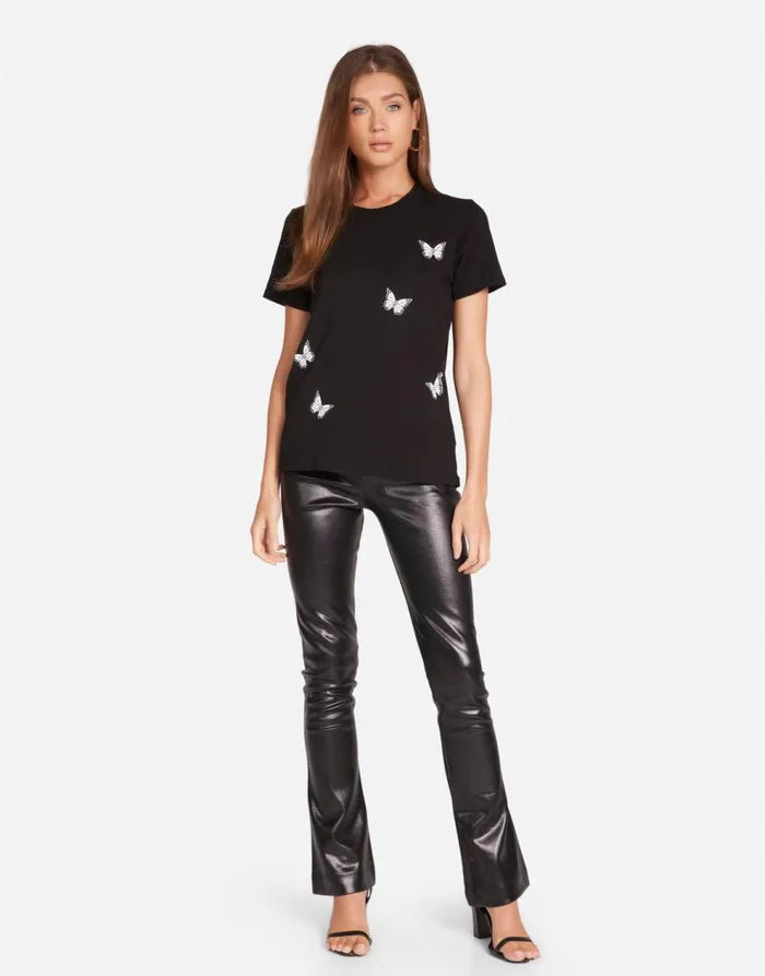 Women039s Croft Optimist Butterflies Black Lauren Moshi Short Sleeve
