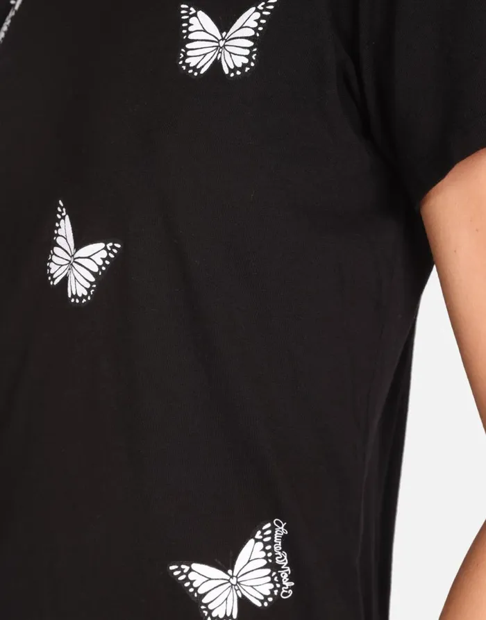 Women039s Croft Optimist Butterflies Black Lauren Moshi Short Sleeve