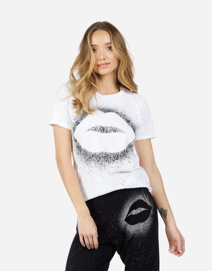 Women039s Croft Splatter Kiss White Lauren Moshi Short Sleeve