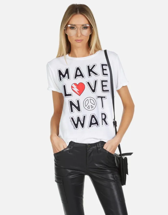 Women039s Edda X Make Love Not War White Lauren Moshi Short Sleeve