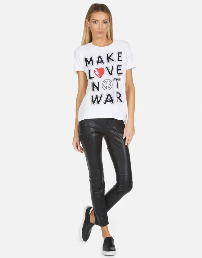 Women039s Edda X Make Love Not War White Lauren Moshi Short Sleeve