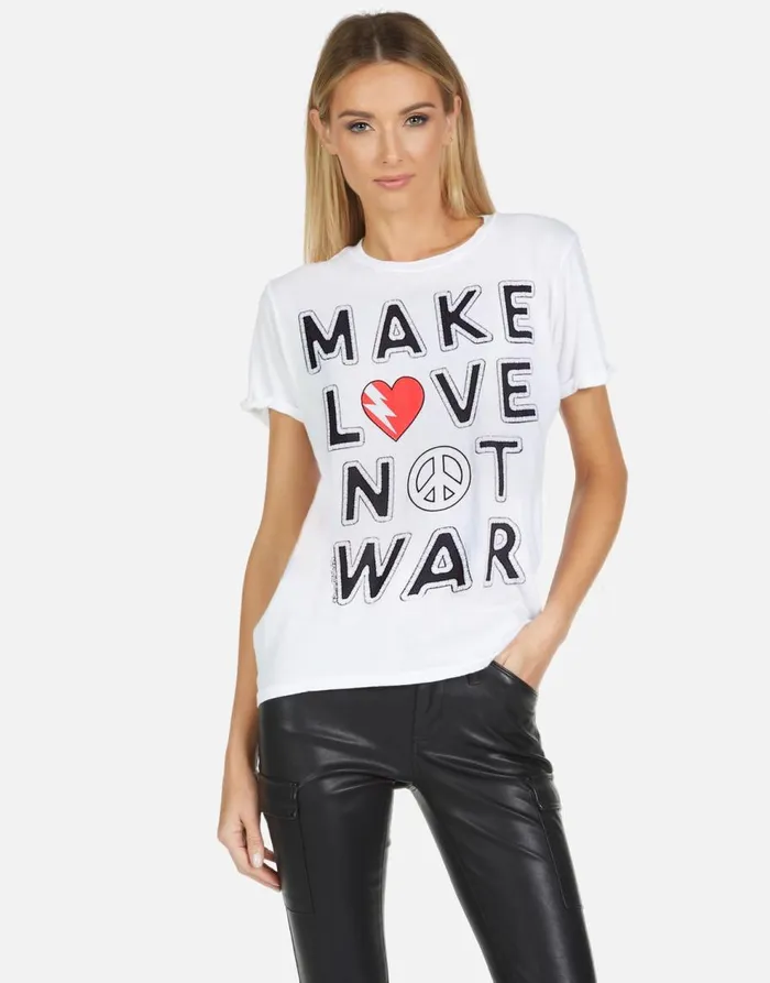 Women039s Edda X Make Love Not War White Lauren Moshi Short Sleeve