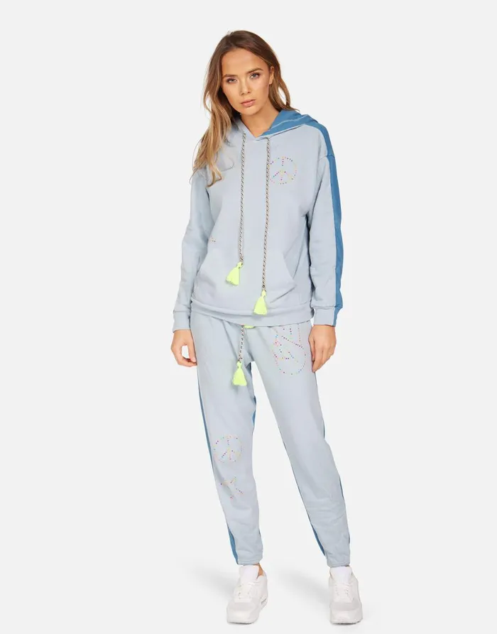 Women039s Ellison X Neon Stud Peace Dusty Blue Lauren Moshi Crop Sweatpants