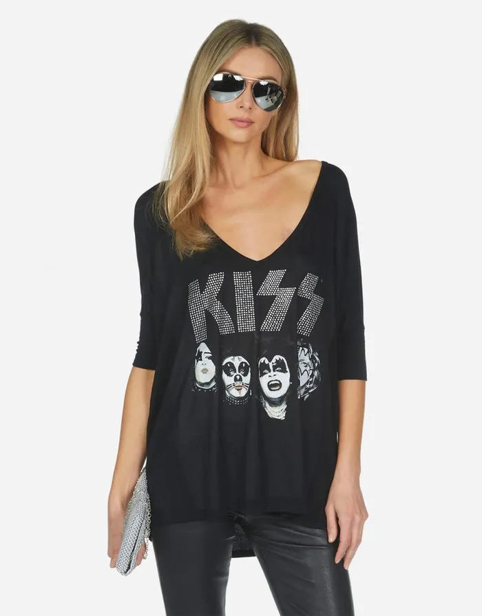 Women039s Eva X Kiss Black Lauren Moshi Short Sleeve