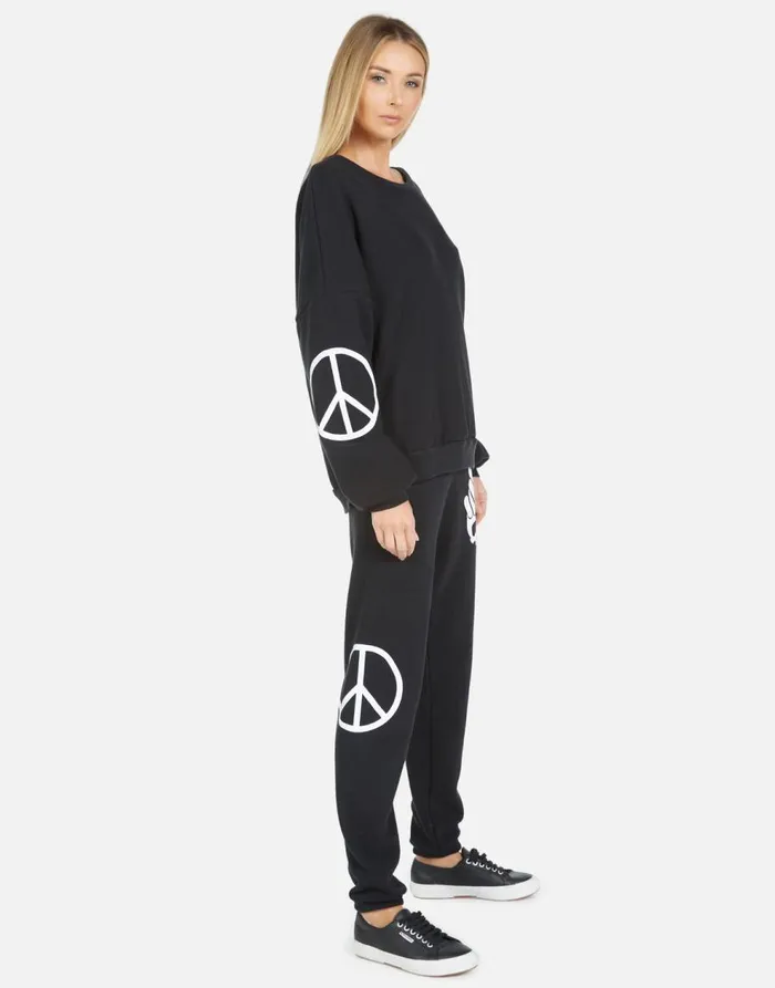 Women039s Gia Skull Peace Hand Black Lauren Moshi Long Sweatpants