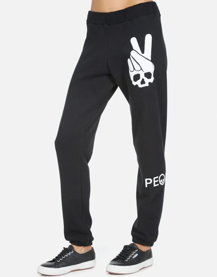 Women039s Gia Skull Peace Hand Black Lauren Moshi Long Sweatpants