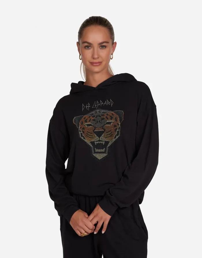 Women039s Harmony Crystal Geometric Def Leppard Black Lauren Moshi Hoodies