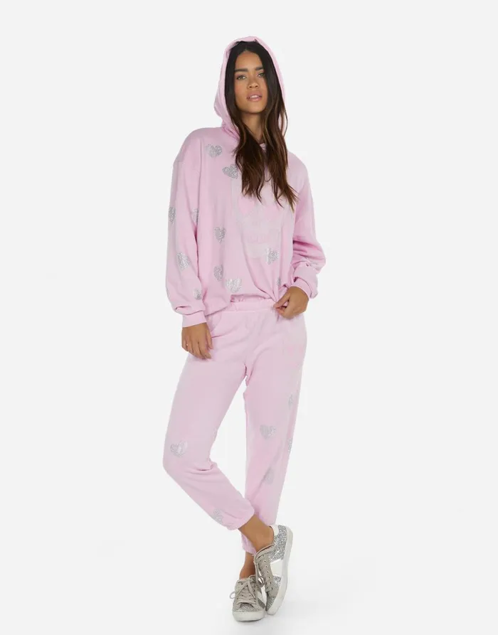 Women039s Harmony Crystal Pink Peace Love Skull Peony Pink Lauren Moshi Hoodies