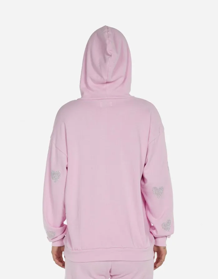 Women039s Harmony Crystal Pink Peace Love Skull Peony Pink Lauren Moshi Hoodies
