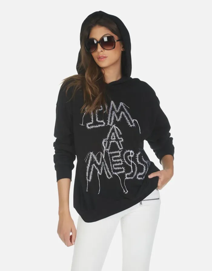 Women039s Harmony I039m A Mess Black Lauren Moshi Hoodies