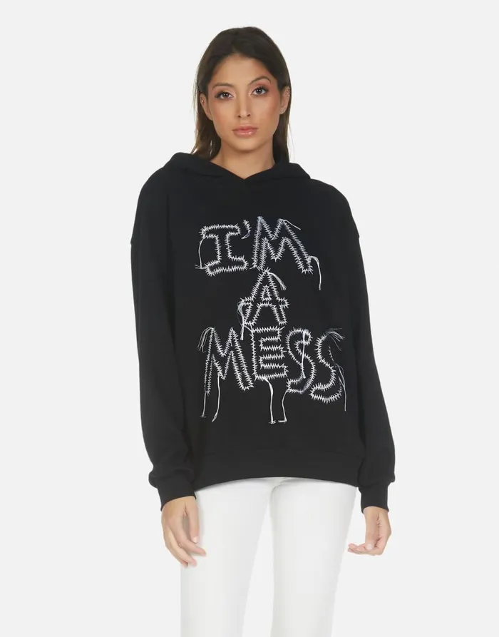 Women039s Harmony I039m A Mess Black Lauren Moshi Hoodies