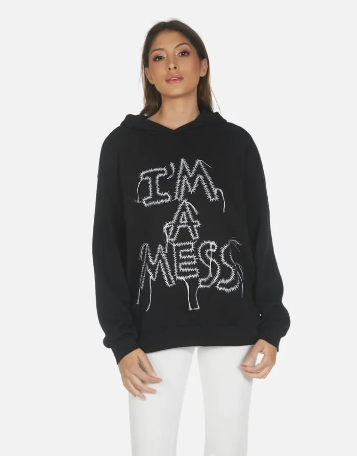 Women039s Harmony I039m A Mess Black Lauren Moshi Hoodies