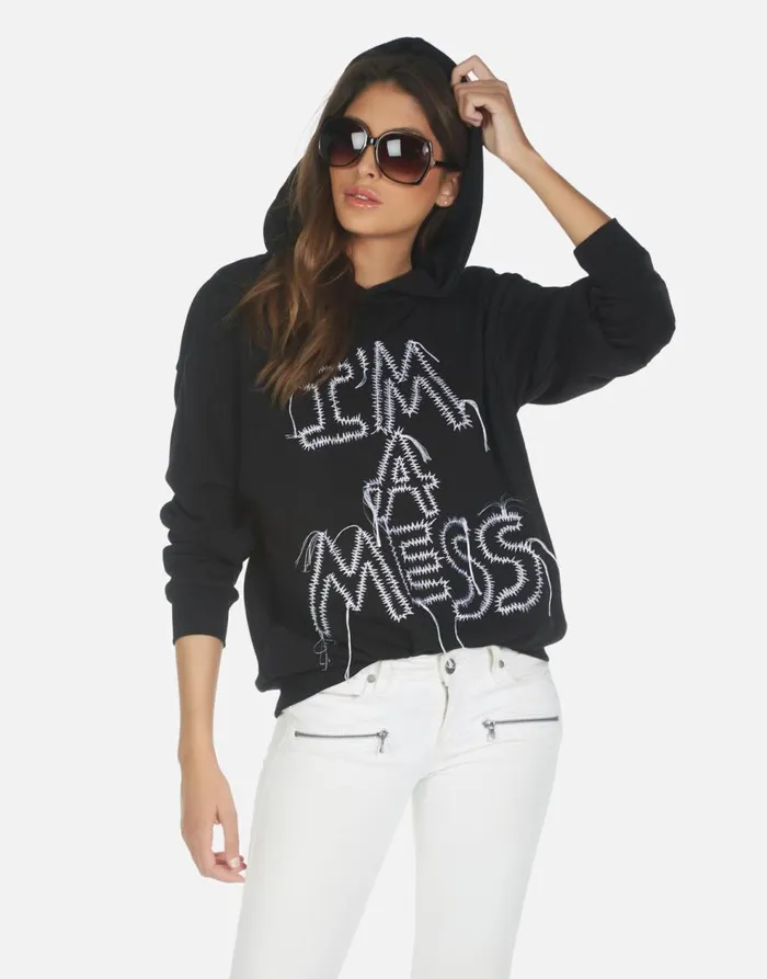 Women039s Harmony I039m A Mess Black Lauren Moshi Hoodies