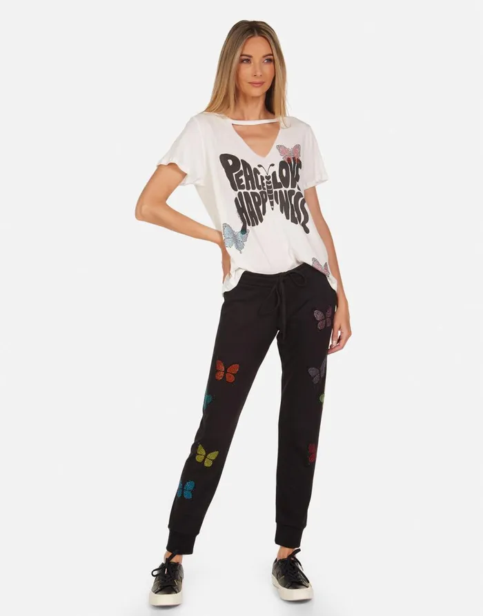 Women039s Jhene Crystal Love Butterfly Milk Lauren Moshi Short Sleeve