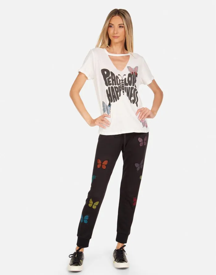 Women039s Jhene Crystal Love Butterfly Milk Lauren Moshi Short Sleeve