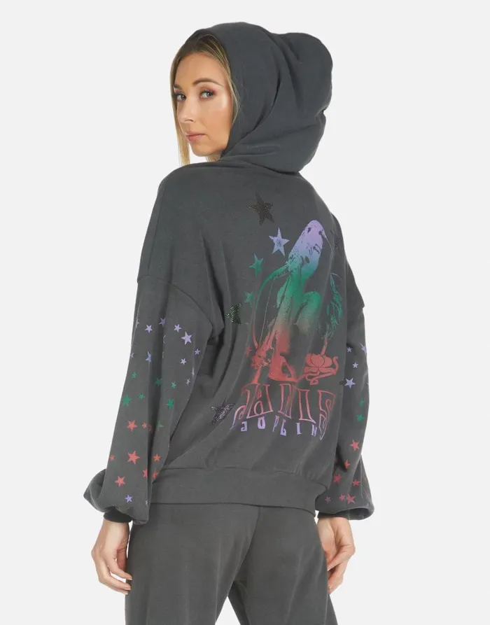 Women039s Kaliyah Janis Joplin Pigment Black Lauren Moshi Hoodies