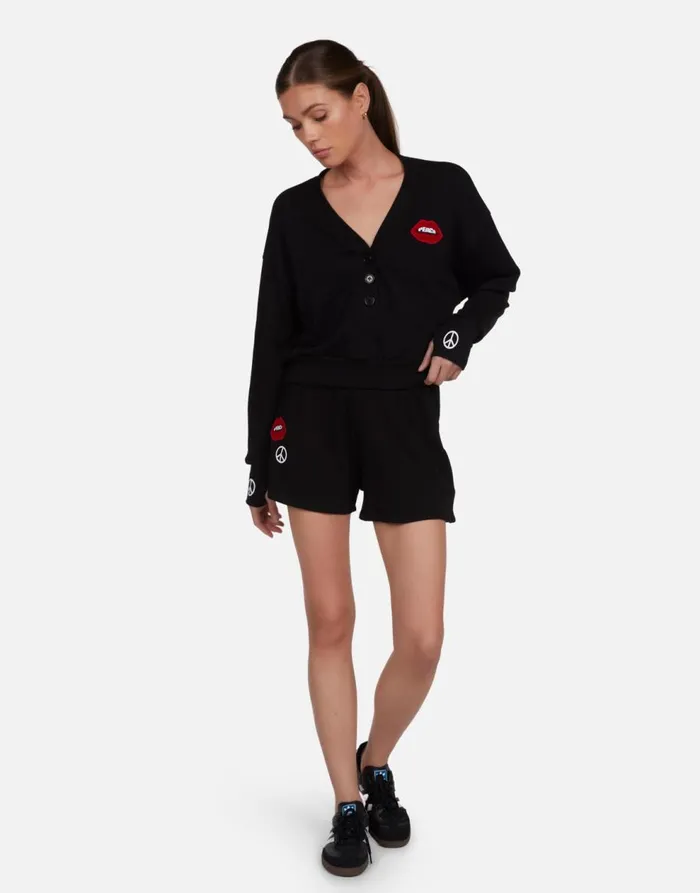 Women039s Kathryn Peace Lip Patch Black Lauren Moshi Sweaters and Knits