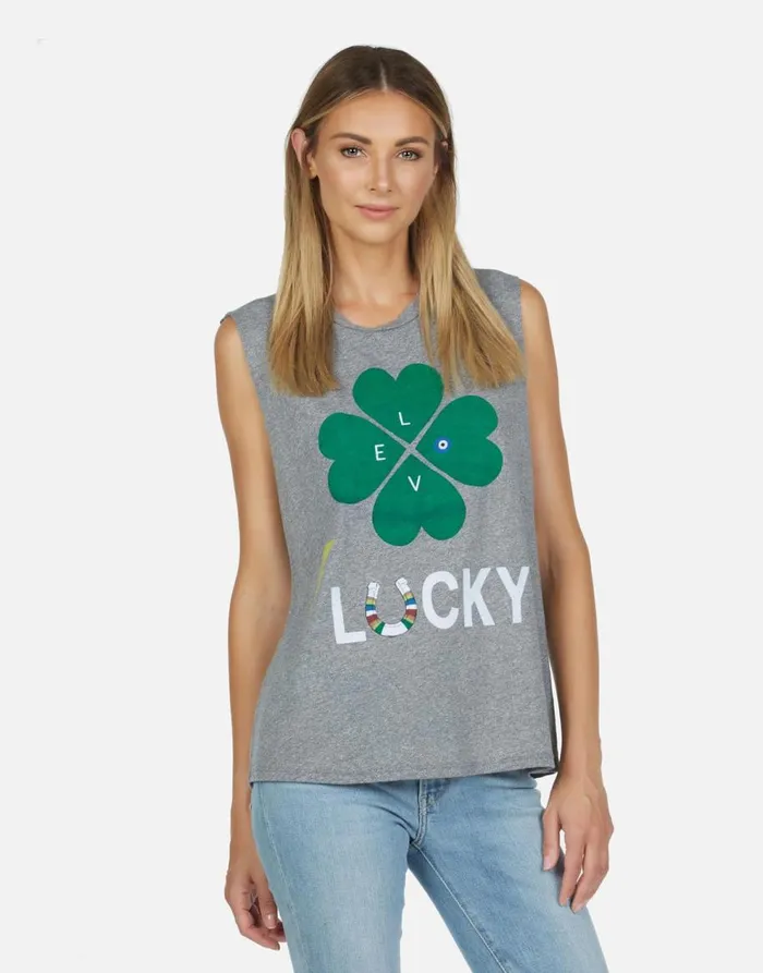 Women039s Kel Lucky Clover Heather Grey Lauren Moshi Tanks