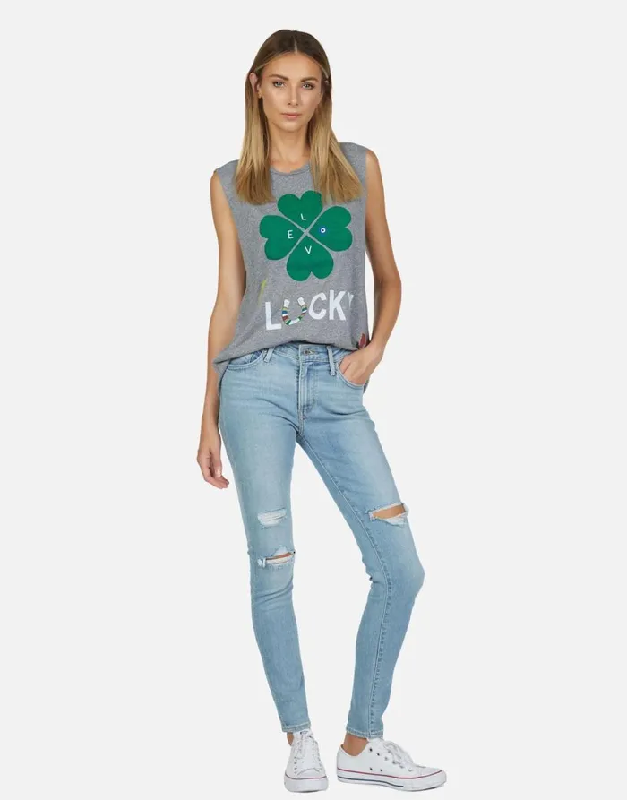Women039s Kel Lucky Clover Heather Grey Lauren Moshi Tanks