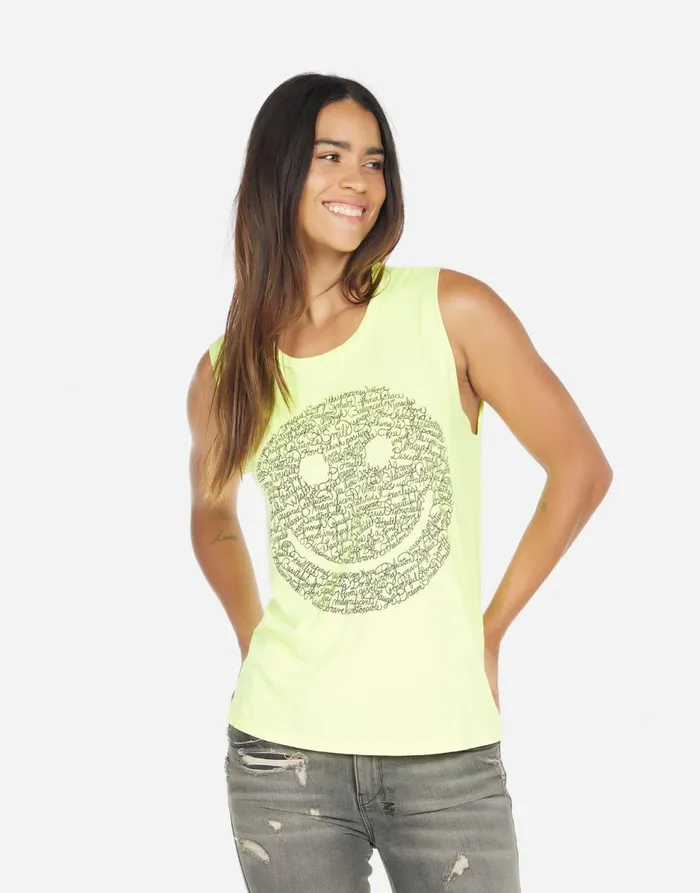 Women039s Kel Positive Happyface Neon Citrus Lauren Moshi Tanks