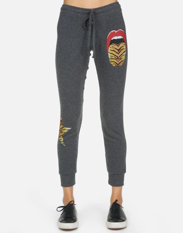 Women039s Kizzy Tiger Tongue Heather Black Lauren Moshi Long Sweatpants