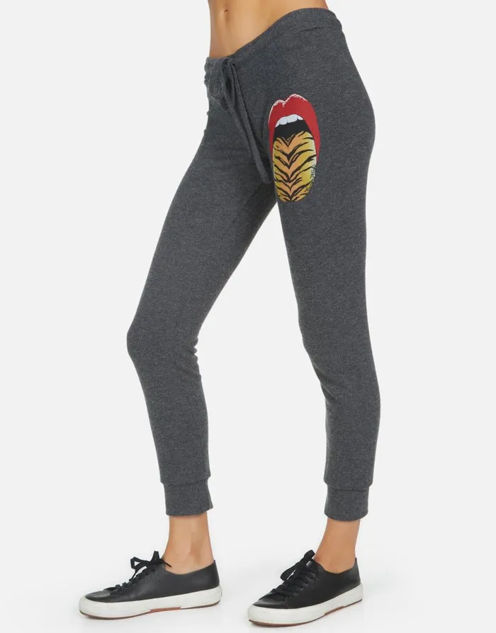 Women039s Kizzy Tiger Tongue Heather Black Lauren Moshi Long Sweatpants