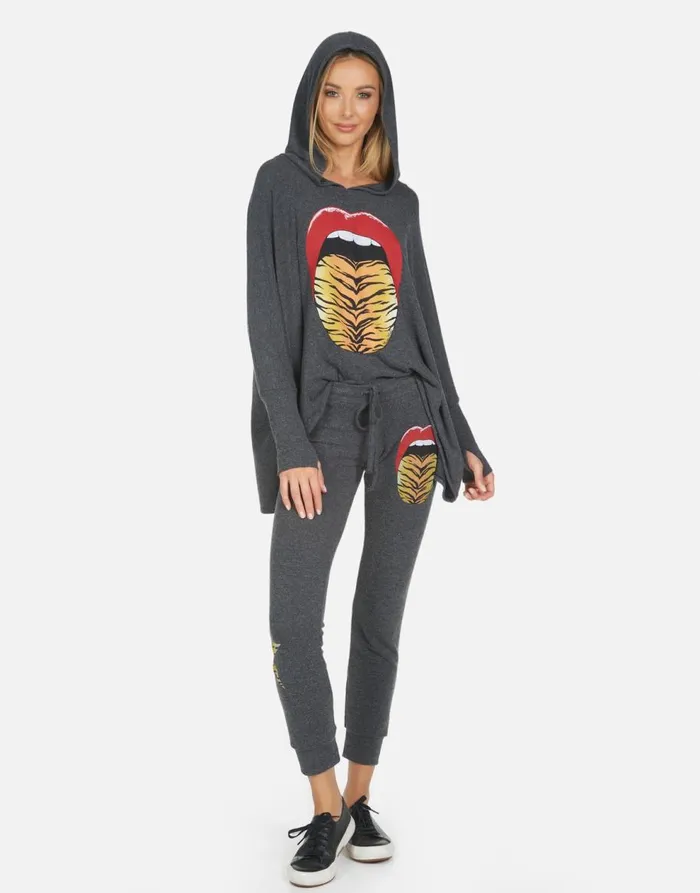 Women039s Kizzy Tiger Tongue Heather Black Lauren Moshi Long Sweatpants
