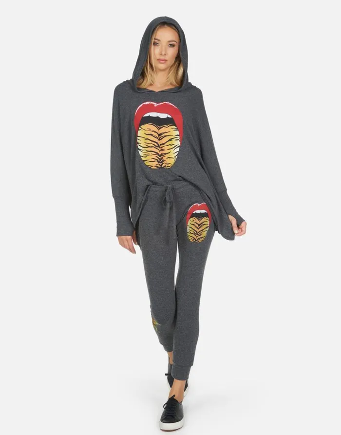 Women039s Kizzy Tiger Tongue Heather Black Lauren Moshi Long Sweatpants