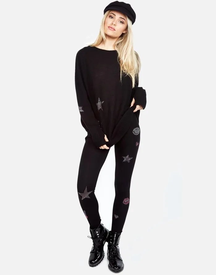 Women039s Ladona Crystal Elements Black Lauren Moshi Sweaters and Knits