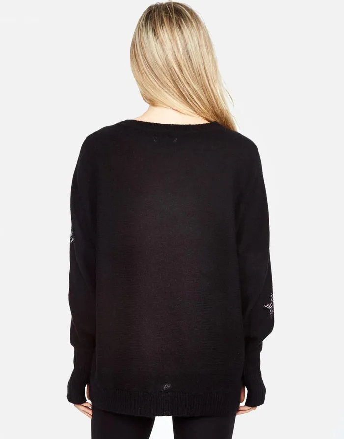 Women039s Ladona Crystal Elements Black Lauren Moshi Sweaters and Knits