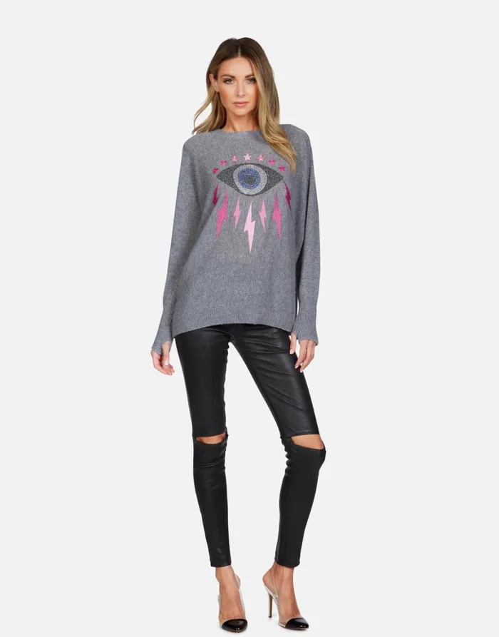 Women039s Ladona Electric Evil Eye Charcoal Lauren Moshi Long Sleeve