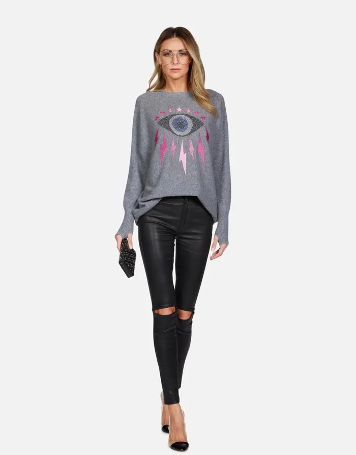 Women039s Ladona Electric Evil Eye Charcoal Lauren Moshi Long Sleeve
