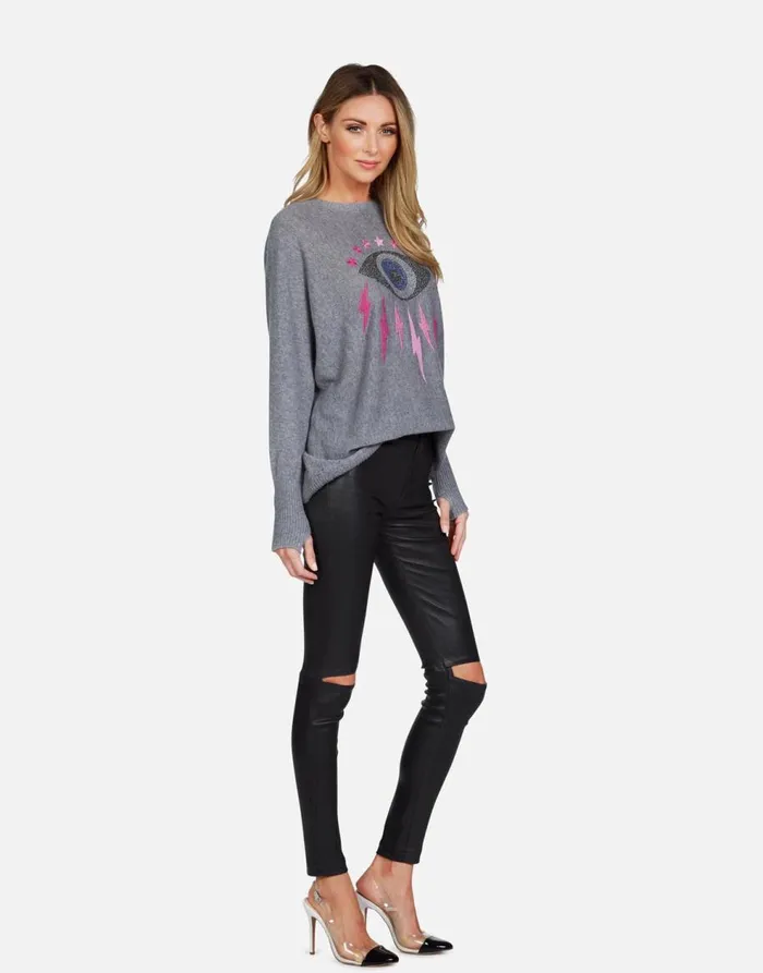 Women039s Ladona Electric Evil Eye Charcoal Lauren Moshi Long Sleeve
