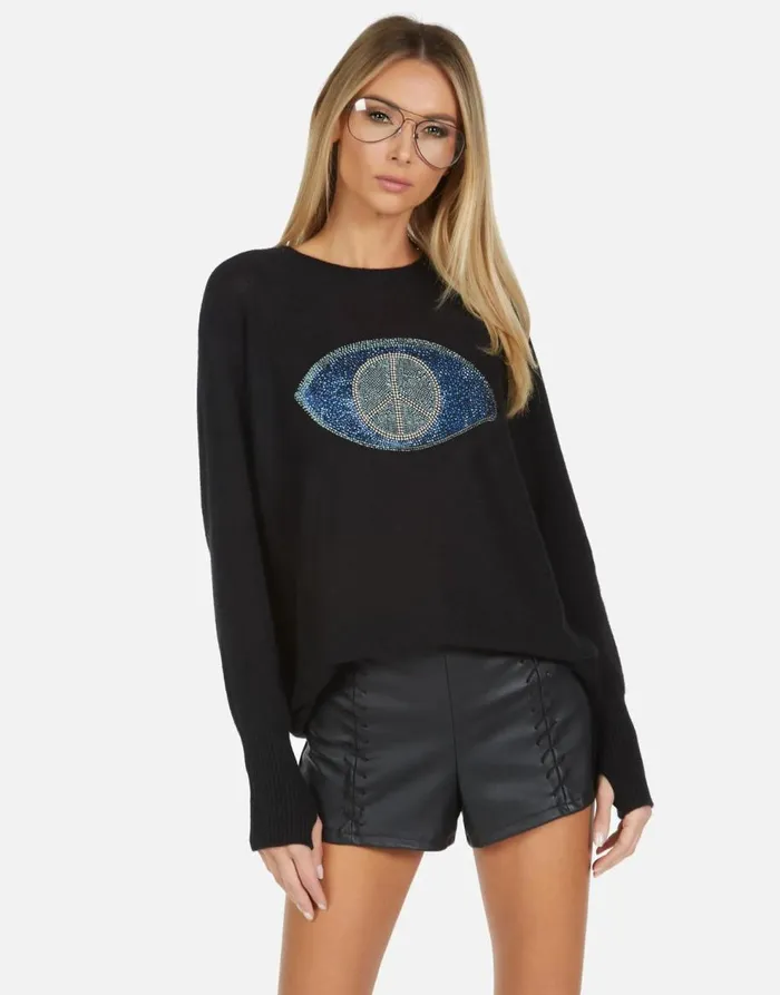 Women039s Ladona X Crystal Peace Evil Eye Black Lauren Moshi Sweaters and Knits Women039s Ladona X Crystal Peace Evil Eye Black Lauren Moshi Sweaters and Knits
