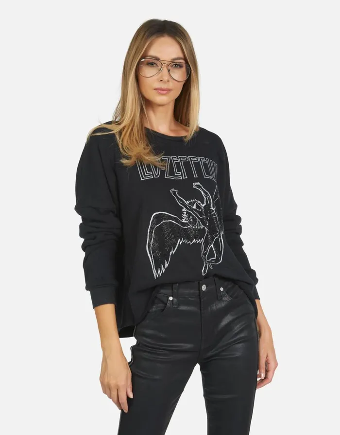 Women039s Lee Led Zeppelin Outline Black Lauren Moshi Long Sleeve