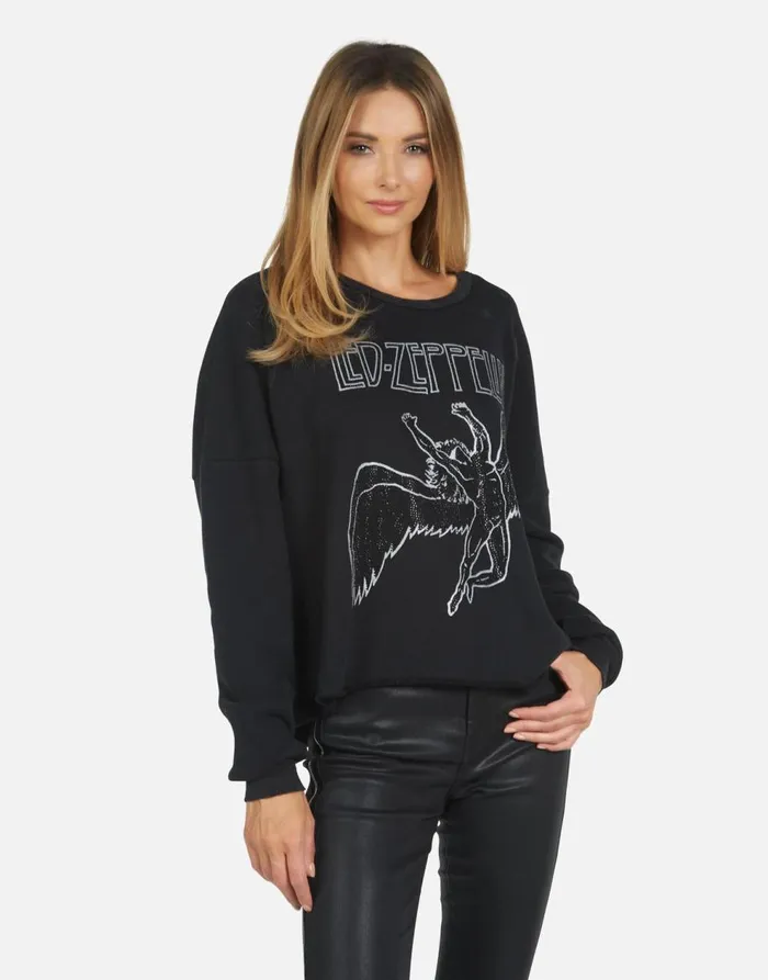 Women039s Lee Led Zeppelin Outline Black Lauren Moshi Long Sleeve