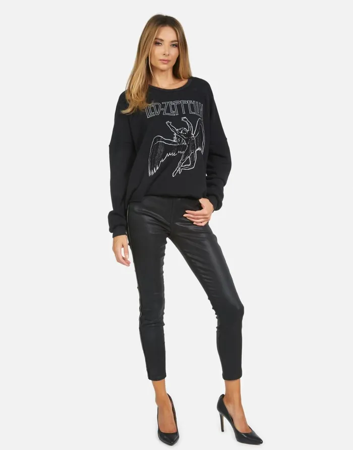 Women039s Lee Led Zeppelin Outline Black Lauren Moshi Long Sleeve