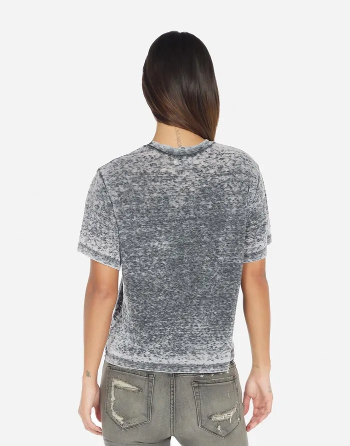 Women039s Linnea Positive Happyface Black Burnout Lauren Moshi Short Sleeve