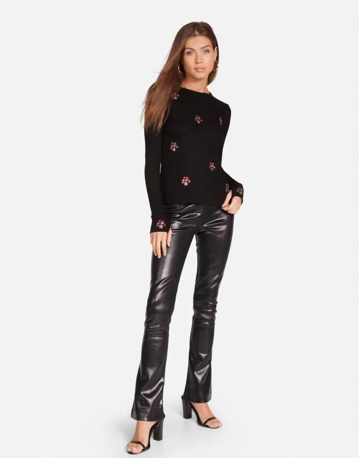Women039s McKinley Crystal Mushrooms Black Lauren Moshi Long Sleeve