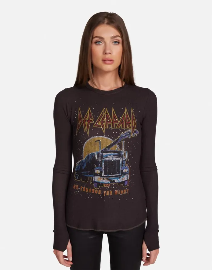 Women039s McKinley Def Leppard Truck W Crystals Vintage Black Lauren Moshi Long Sleeve Women039s McKinley Def Leppard Truck W Crystals Vintage Black Lauren Moshi Long Sleeve